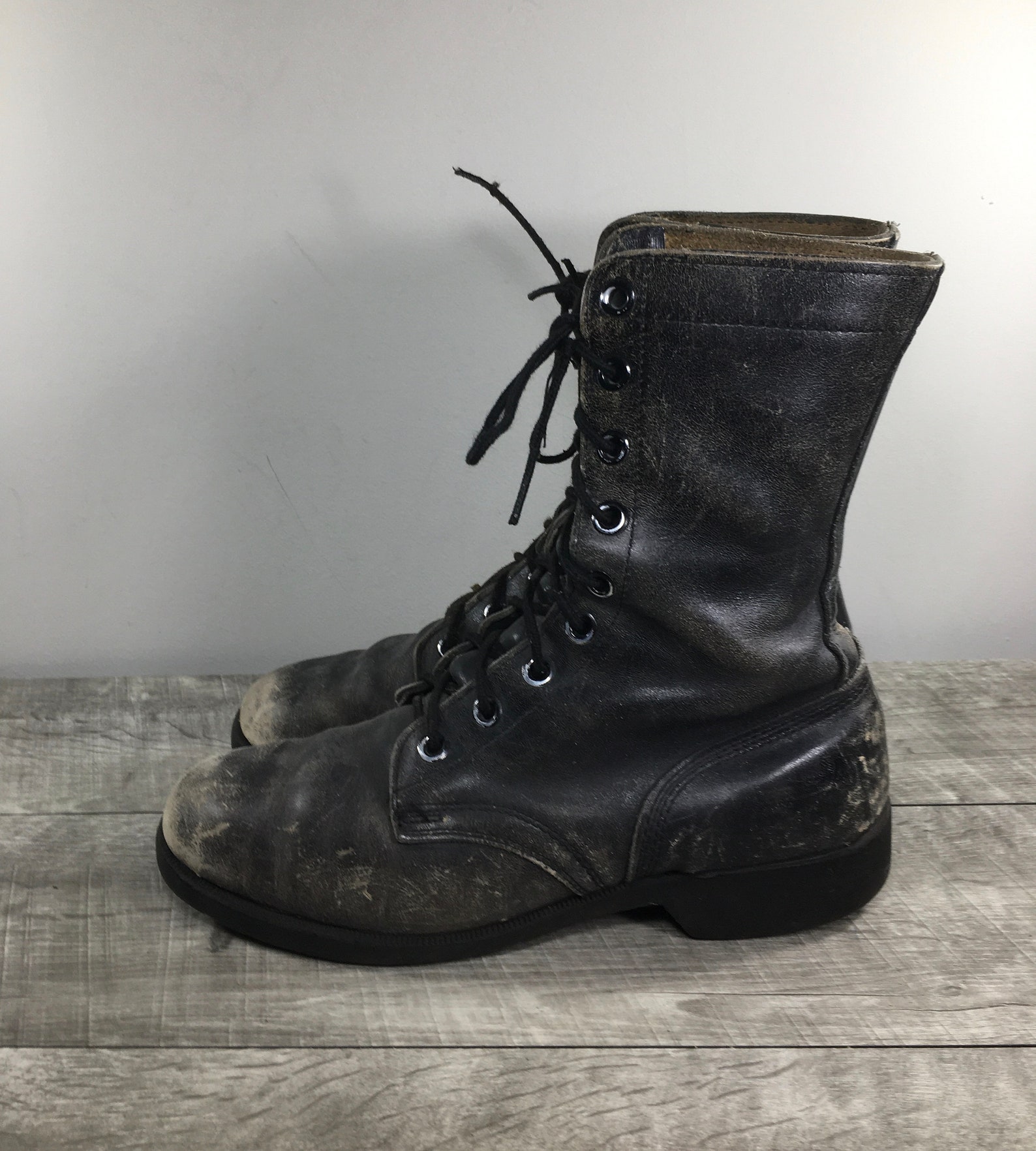 Military Boots Vietnam Black Leather Rosearch Men's Vintage 70s Punk ...