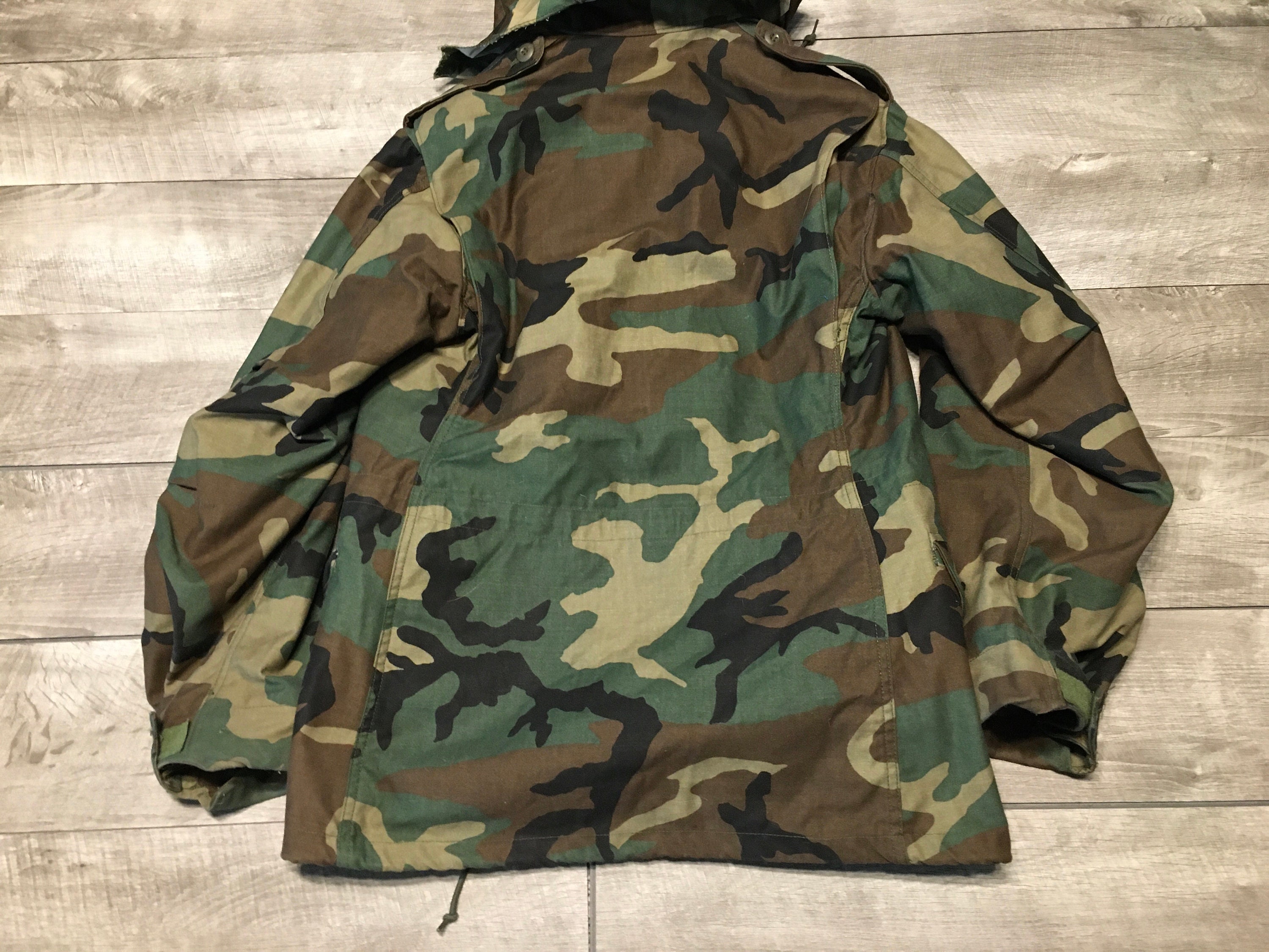Vintage 1980s US Army Camo Parka Cold Weather Jacket Golden