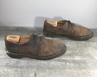 英国製 Dr.Martens 4ホール シューズ UK8相当 ダークブラウン 英国製 DR.MARTENSドクターマーチン 4ホール レザーシューズ 茶 UK8