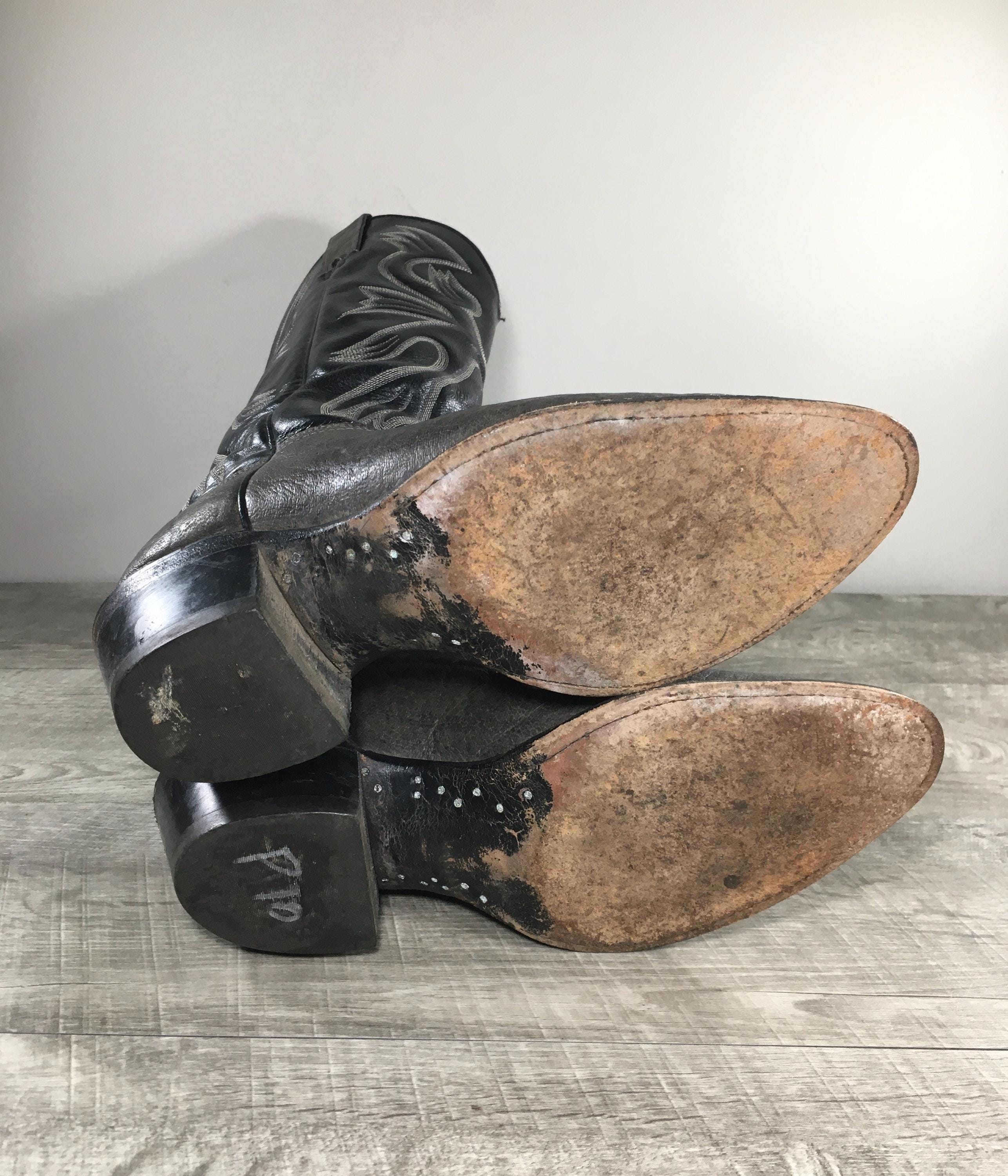 Vintage Texas Imperial Cowboy Boots Leather Gray Black Western USA Size 7.5 VTG Texas Imperial Cowboy Boots - Gem main image 2