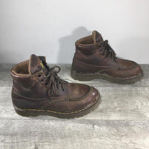 Vintage Doc Dr. Martens Women&#39;s 8058 Hiking Brown Leather Hiker Boots Size UK 5 US 7 Made in England