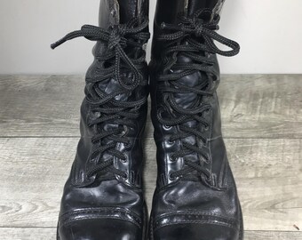 Mens Double H Combat Black Leather Paratrooper Jump Cap Toe  display picture 3