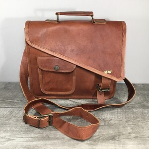 Vintage Brown Leather Shell Everyday Travel Going Out Shoulder  Messenger Bag Pack Travel