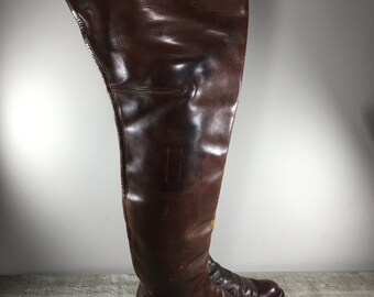 Vintage WWII WW2 Era Russet Leather Mens Motorcycle Biker Riding Boots Size 9.5 Vintage WWII WW2 Era Russet Leather Mens Motorcycle Biker  main image 3