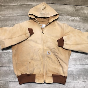 Vintage Carhartt J03BRW Sunkissed Duck Braun Canvas Thermo Herren Jacke Größe Large Tall Made in den USA