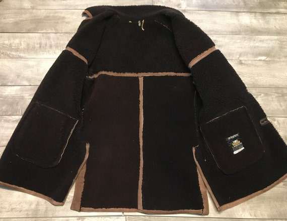 Mens Antartex Vintage Sheepskin Coat Long Brown M… - image 7