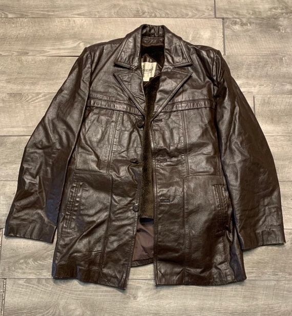 Vintage Bermans Leather Jacket Car Coat 