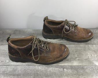 Dr. Martens Doc Men’s Lachlan Brown Distressed Leather Lace Up Shoes Oxfords Size UK 11 US 12