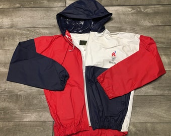 Vintage 1992 Atlanta USA OLYMPIPS Spiele Windbreaker Jacke Mantel Größe Erwachsene Large