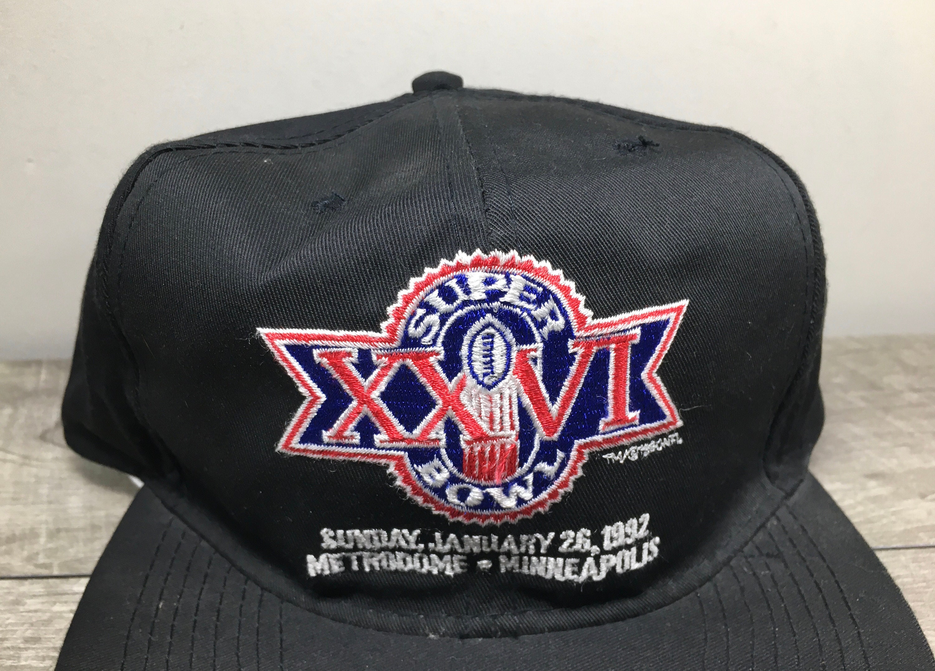 NOS Vintage 90s American Needle Super Bowl XXVI NFL Black Snapback
