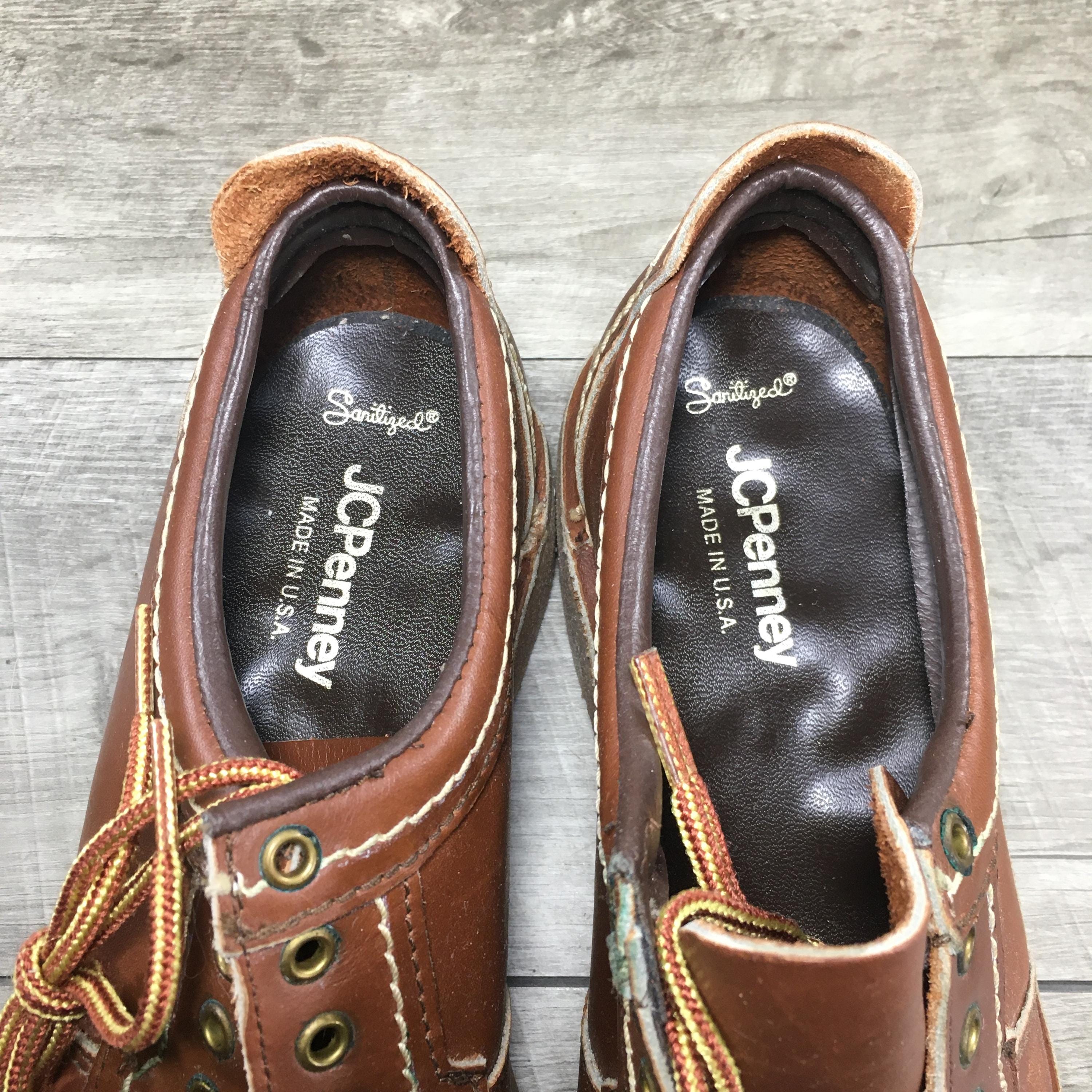 brown dress shoes jcpenney New Old Stock Jcpenney Vintage Men's Leather Working Work Lace up Soft Toe  Shoes Made in USA Size 7.5