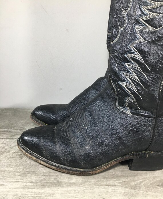 Abilene 6721 Black Leather Western Cowboy Mens Boots Vintage  display picture 1