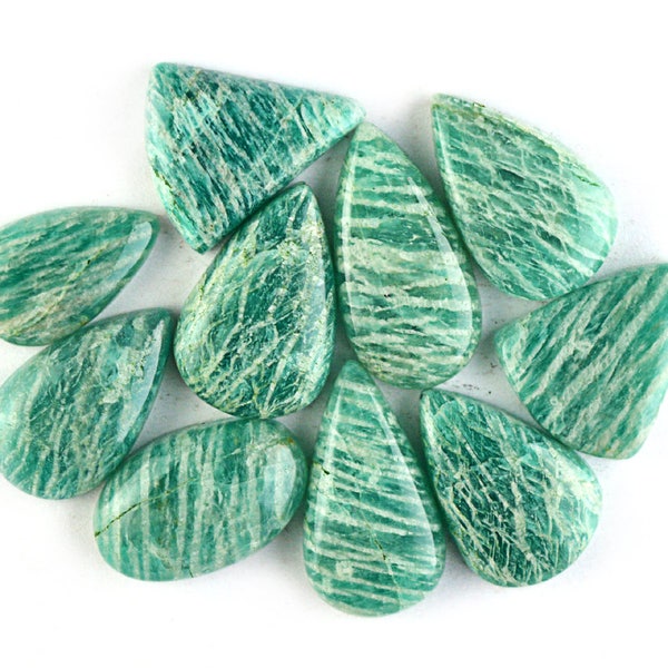 10 Pcs Natural Amazonite Rock Cabochon Gemstone,23x15mm,130Cts Handmade Rare Gemstone,Jewelry Making Genuine Wholesale Gemstone#7293