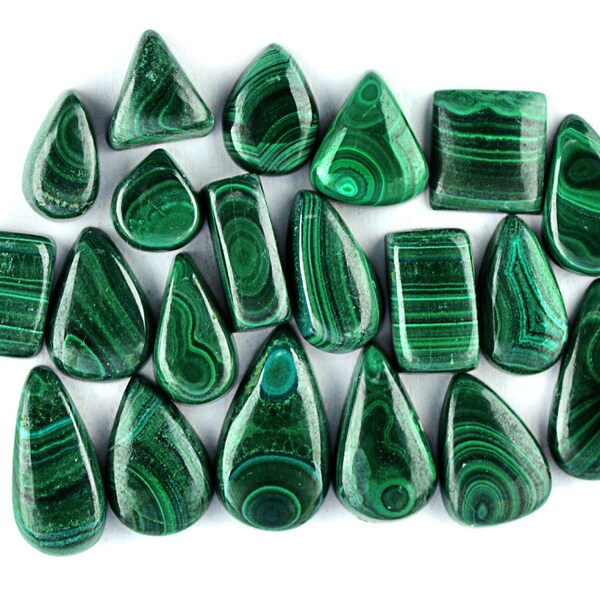 20 Pcs Malachite Cabochon Gemstone,Genuine Green Malachite Gemstone,24x13mm,250Cts Jewelry Making Malachite Gemstone#149