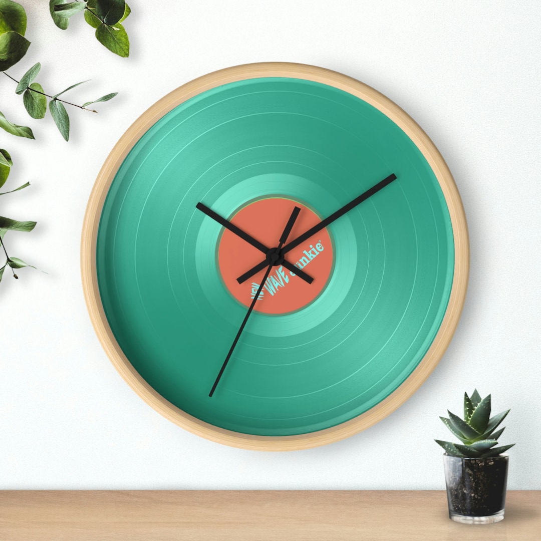 Vintageinspired Round Wall Clockvinyl Record Design L Retro Decor L