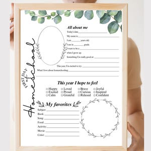 First Day of Homeschool Interview Printable Christian Keepsake Back to School All About Me Worksheet First Day Homeschool Printable Kids PDF