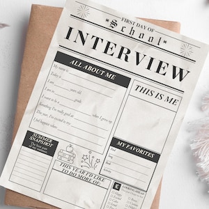 First Day of School Interview Printable Newspaper Style Back to School Keepsake for Kids Teacher Resource First Day of Homeschool Interview