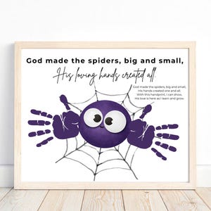 Christian Halloween Spider Handprint Craft Kids Faith Activity Sunday School Fall Art Handprint Poem Preschool Toddlers Baby Kids Activity