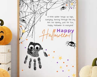 Halloween Spider Handprint Craft Printable | Kids Handprint Art Activity | DIY Halloween Craft for Preschool & Toddlers Digital Download PDF