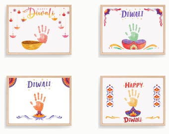 Diwali Handabdruck Handwerk bedruckbar | Kids Diwali Aktivität | Glückliches Diwali Andenken | Festival of Lights DIY Dekor | Vorschule Diwali Handwerk