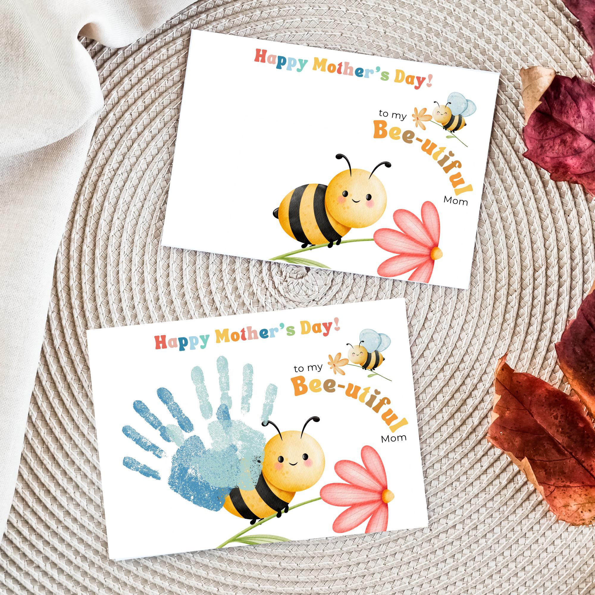 Mother’s Day Handprint Craft Printable, Bee-utiful Mom Keepsake Gift ...