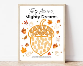 Acorn Craft for Kids Printable | Fall Preschool Activity | Handprint Fingerprint Coloring Craft | Tiny Acorns Mighty Dreams