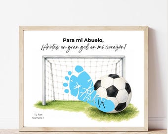 Abuelo Soccer Footprint Craft Printable | Regalo para Abuelo | Father's Day Footprint Keepsake in Spanish | Futbol Gift from Kids