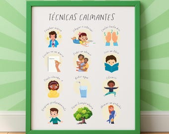 Técnicas Calmantes Poster Español | Emotional Regulation, Montessori Decor