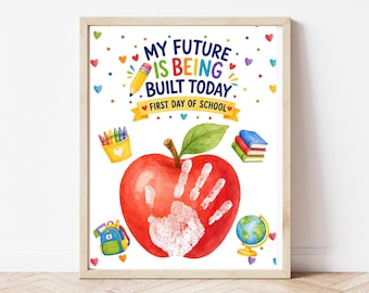 Christian First Day of School Handprint Bible Verse, Printable Back to School Handprint Art, Preschool Toddler Handprint Craft Keepsake