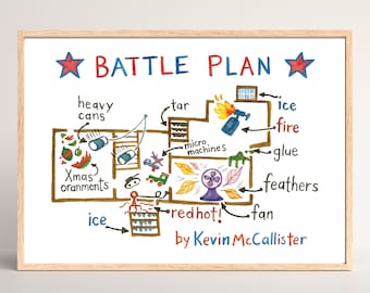 Home Alone Battle Plan Printable, Kevin McCallister Map Art, Christmas Movie Decor, Kids Room Wall Art, Funny Holiday Poster, 11x8.5 PDF