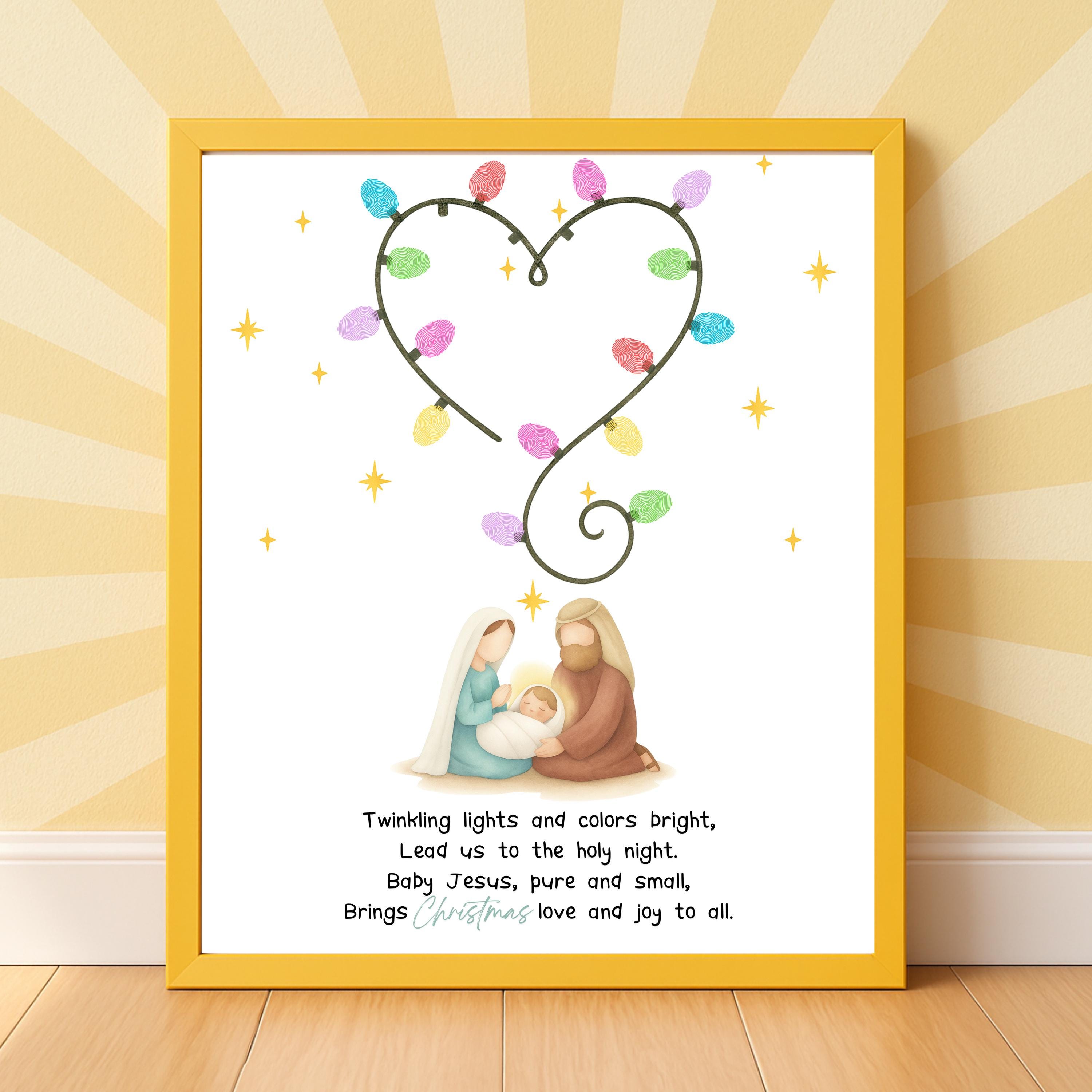 Nativity Fingerprint Heart Craft Printable Baby Jesus Christmas…