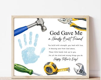 Christian Father Figure Handprint Craft Printable, God Gave Me a Handy Best Friend, Father's Day Keepsake Gift for Dad Grandpa Uncle