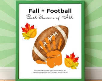 Fall Football Handprint Craft Printable | Best Season of All Football Keepsake | Preschool Kindergarten Fall Activity for Kids