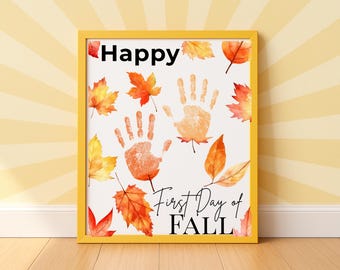 Happy First Day of Fall Handprint Craft Printable Kids Autumn Keepsake PDF DIY Fall Activity | Instant Download Fall Art for Toddlers PreK