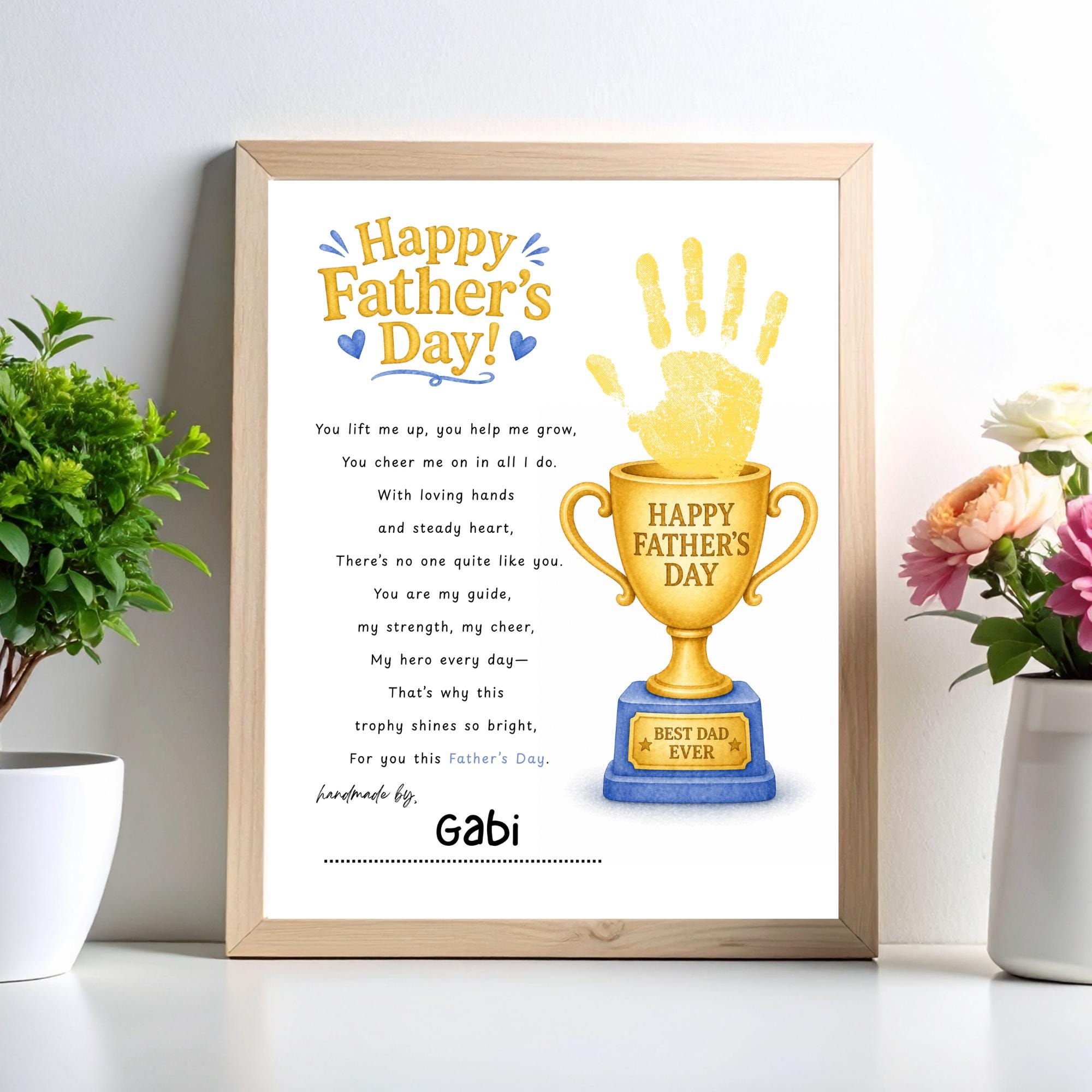 Father’s Day Trophy Handprint Craft Printable | Best Dad Ever Gift From ...
