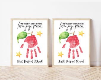 Fruit of the Spirit Apple Handprint Craft Printable, Christian First & Last Day of School Apple Keepsake, Galatians 5:22 Activity