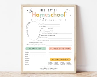 Homeschool Memory Book Printable | First & Last Day Homeschool Interview | All About Me Worksheet | Homeschool Keepsake PDF