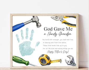 Christian Grandpa Father’s Day Handprint Craft Printable, God Gave Me a Handy Grandpa, Tool Theme Grandpa Keepsake, Faith Based Gift