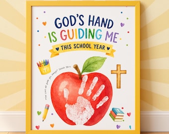 Christian First Day of School Handprint Bible Verse, Printable Back to School Handprint Art, Preschool Toddler Handprint Craft Keepsake