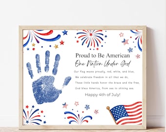 Christian 4th of July Handprint Craft for Kids | One Nation Under God Printable | Patriotic Preschool Independence Day Keepsake