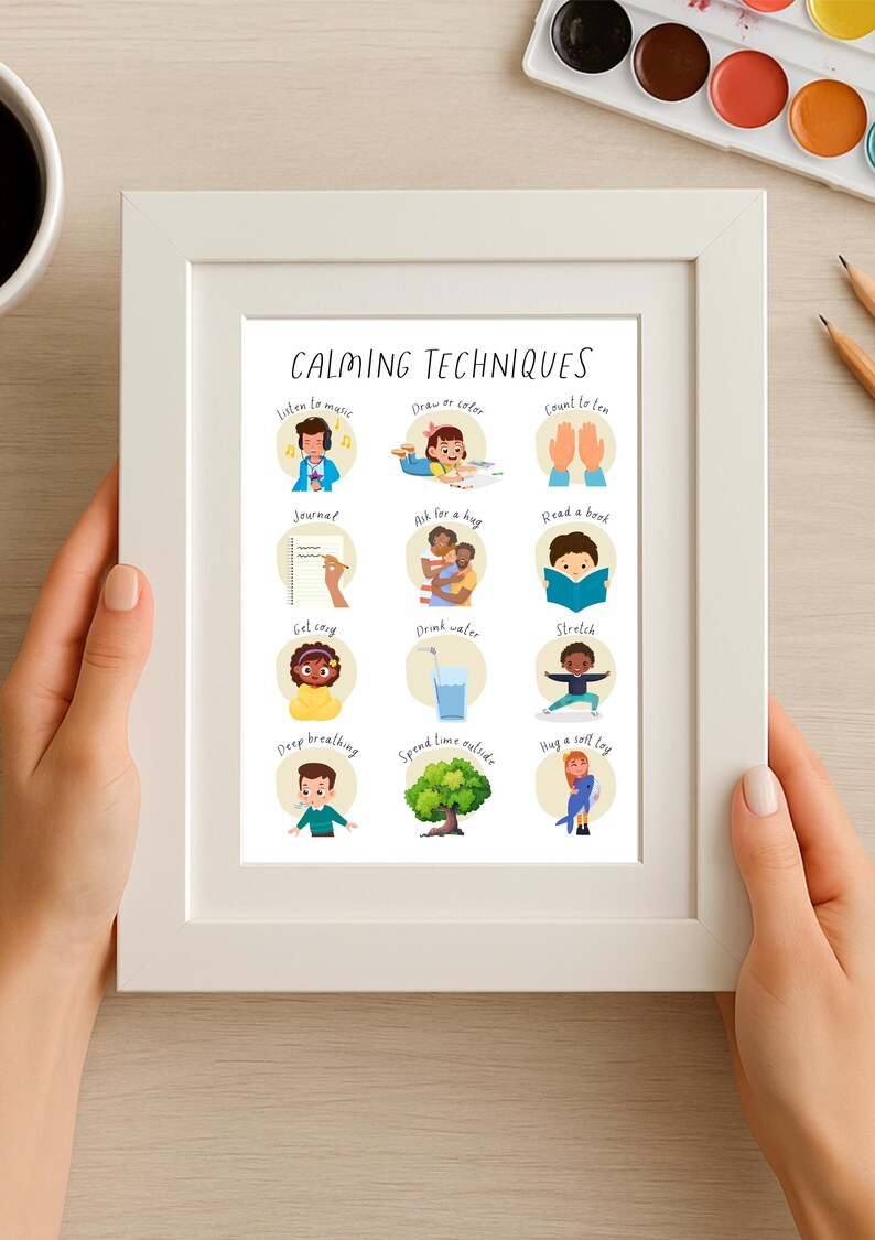 Printable Calming Techniques Poster for Kids, Coping Skills Chart for ...