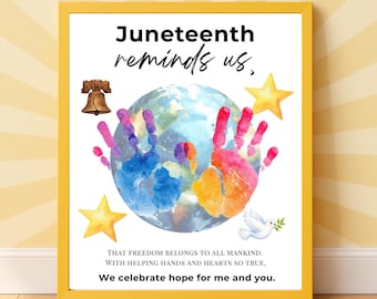 Juneteenth Handprint Craft Printable, Freedom Belongs to All Mankind, Diversity Keepsake Art, Preschool Classroom Activity