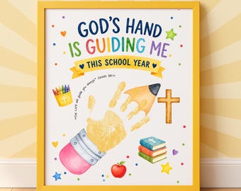 First Day of School Christian Pencil Handprint Bible Verse, Printable Back to School Handprint Craft, Preschool Keepsake