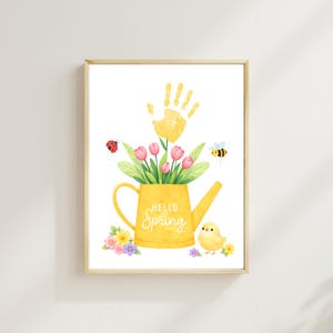 Manualidad imprimible con huellas de manos de primavera / Arte con huellas de manos de flores de primavera / Actividad de primavera para guarderías preescolares / Manualidad de recuerdo de primavera para niños imagen 18