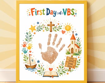 First Day of VBS Handprint Craft Printable, Vacation Bible School Keepsake, Christian Church Camp Activity for Kids, Sunday School Craft