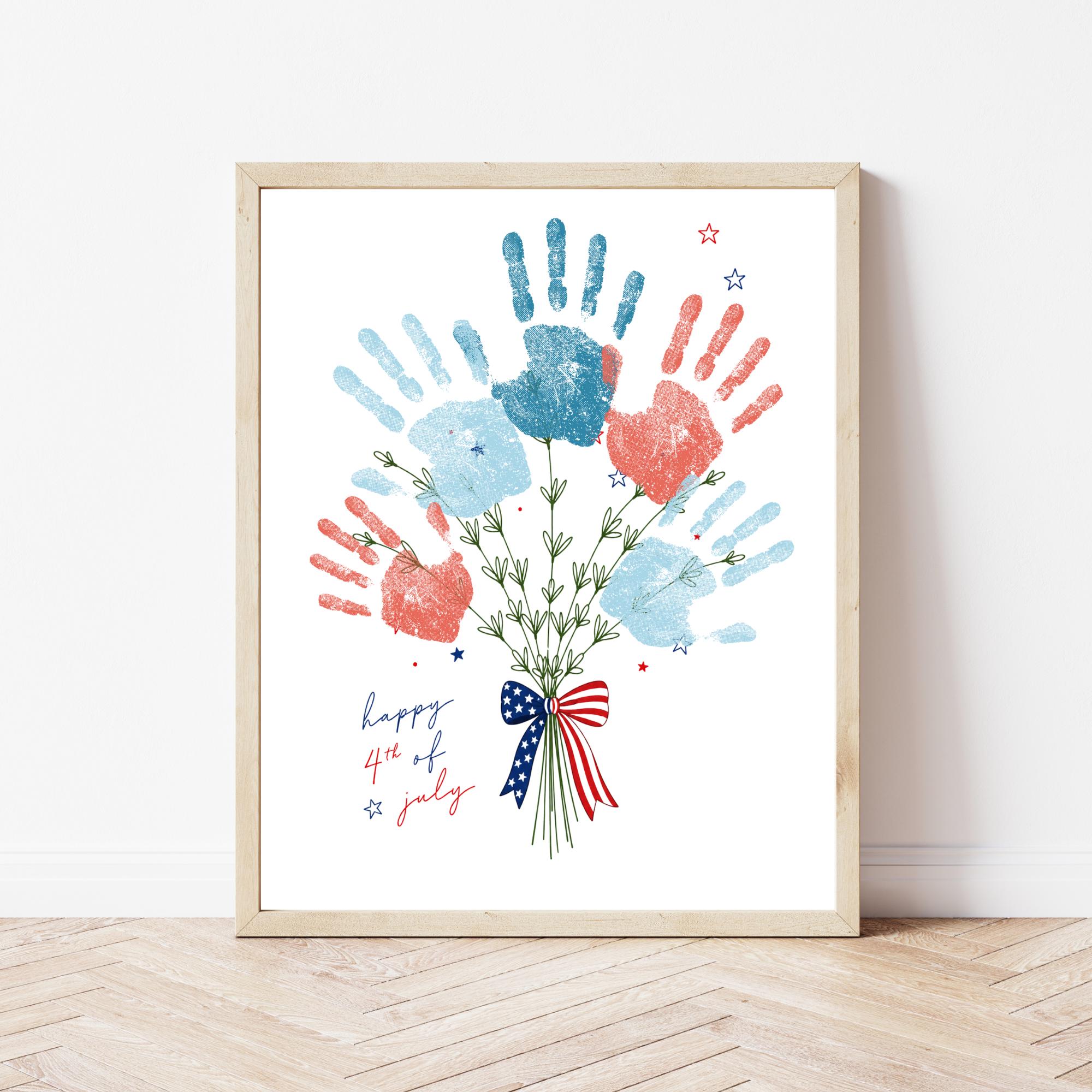 41 Easy Patriotic Crafts for Kids Even Parents Will Love 6 July 4th Handprint Flowers, Patriotic Handprint Bouquet Craft…