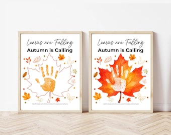 Fall Leaf Handprint Craft Printable, Leaves Are Falling Autumn Is Calling, Preschool Autumn Keepsake, Fall Activity PDF, Toddler Craft