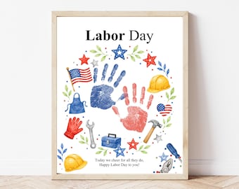 Labor Day Handprint Craft Printable, Preschool Labor Day Activity, Patriotic Classroom Keepsake, Kids Worker Tools PDF