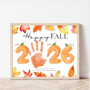 First Day of Fall 2026 Handprint Craft | Pumpkin Fall Keepsake | Preschool Autumn Printable | Kindergarten Fall Activity | Daycare PDF