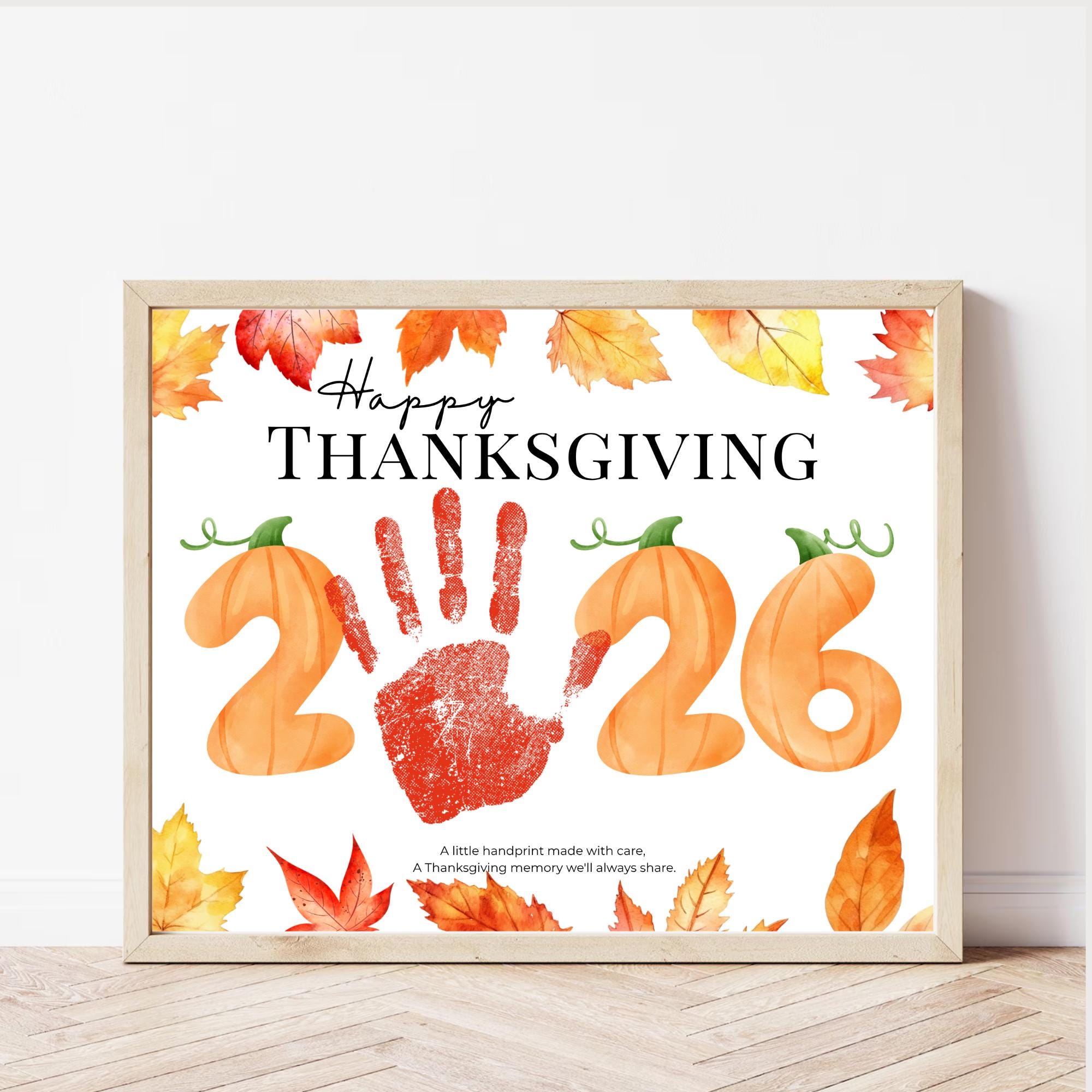 Happy Thanksgiving 2026 Handprint Craft Fall Pumpkin Keepsake…